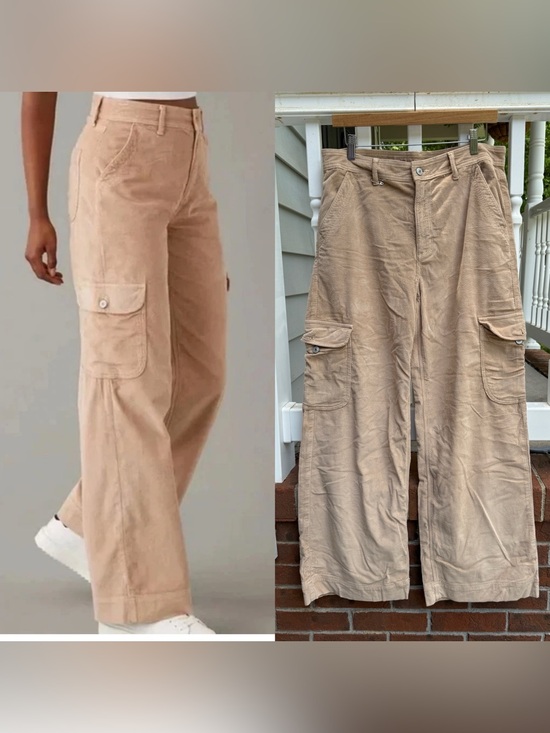 American Eagle Outfitters Pants - American Eagle Super High Rise Baggy Wide Leg Tan Corduroy Pants Size 12 Women